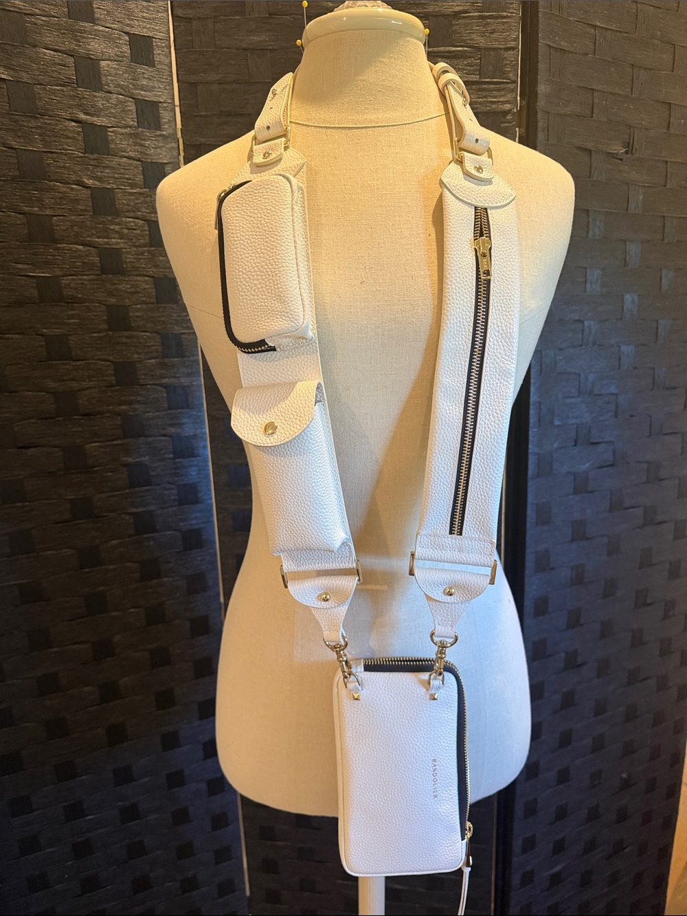 Bandolier Billie Utility Strap White Crossbody Bag